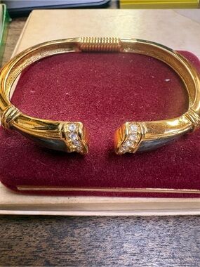 Kenneth Jay Lane Gold Ribbed Open Cuff Bracelet